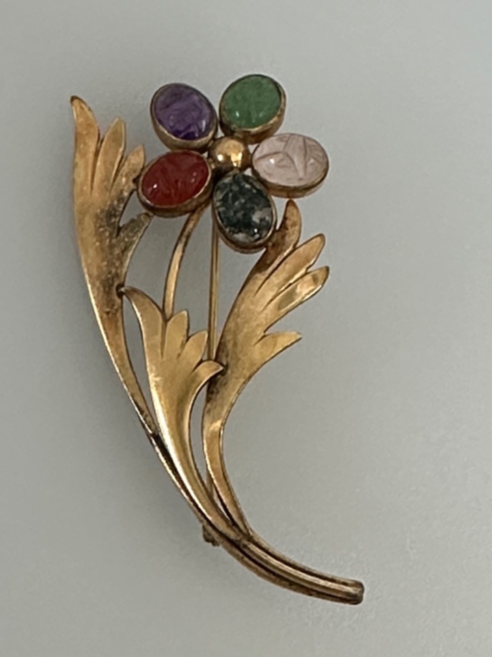 Vintage 12k GF Gems FloralBrooch